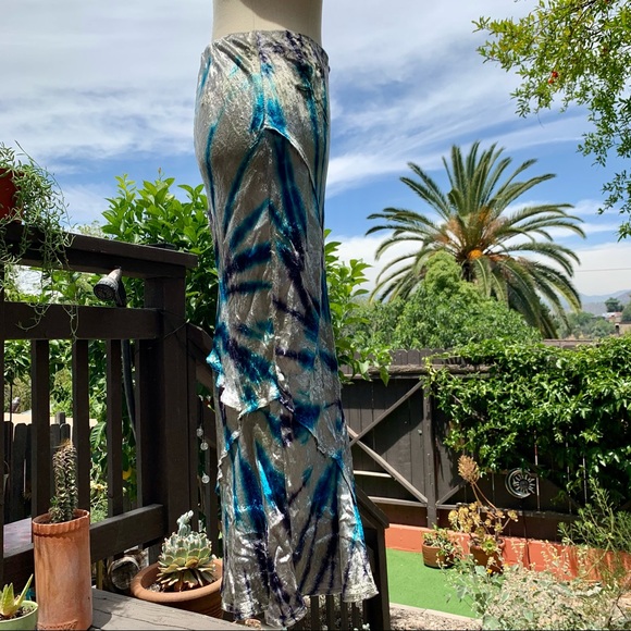 NWT FREE PEOPLE Crushed Velvet Tie Dye Midi Skirt - Picture 6 of 8